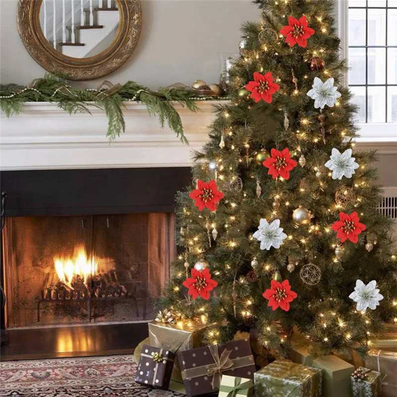 Fiori decorativi ghirlande 10/6 cm Christmas Artificial Fagro Fagro di Natale Ornamenti di alberi Navidad Capodanno Decorazione la casa Noel Ghirlanda di ghirlande fai -da -te