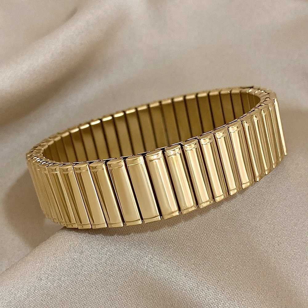 Braggletto di involucro vintage largo Bracciale allungata in acciaio inossidabile in acciaio inossidabile le donne Elasticità Socciutto di gioielli da braccio da polso braccialetti T240509