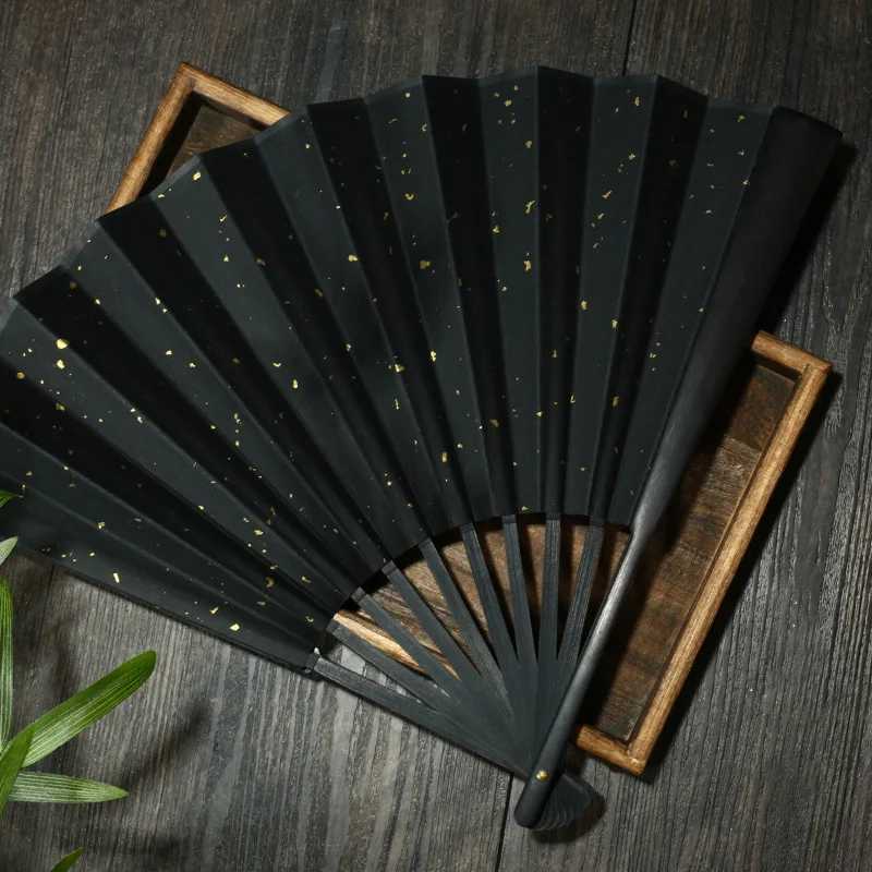 Prodotti in stile cinese spruzzano ventola di carta oro uomo donna in stile cinese pieghevole fan plastica manico in plastica ventola artigianato donazione regalo di matrimonio