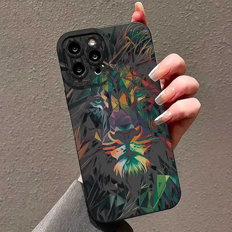 Caisses de téléphonie cellulaire COLORFUL LION MOTEL DU TÉLÉPHONE APPROPRIÉ POUR IPHIPH 11 12 13 14 15 PRO MAX XS XR 7 8 PLUS SE 2020 ABSORBULAGE ABSORBULABLE MATTE SILICONE COUVERTURE J240509