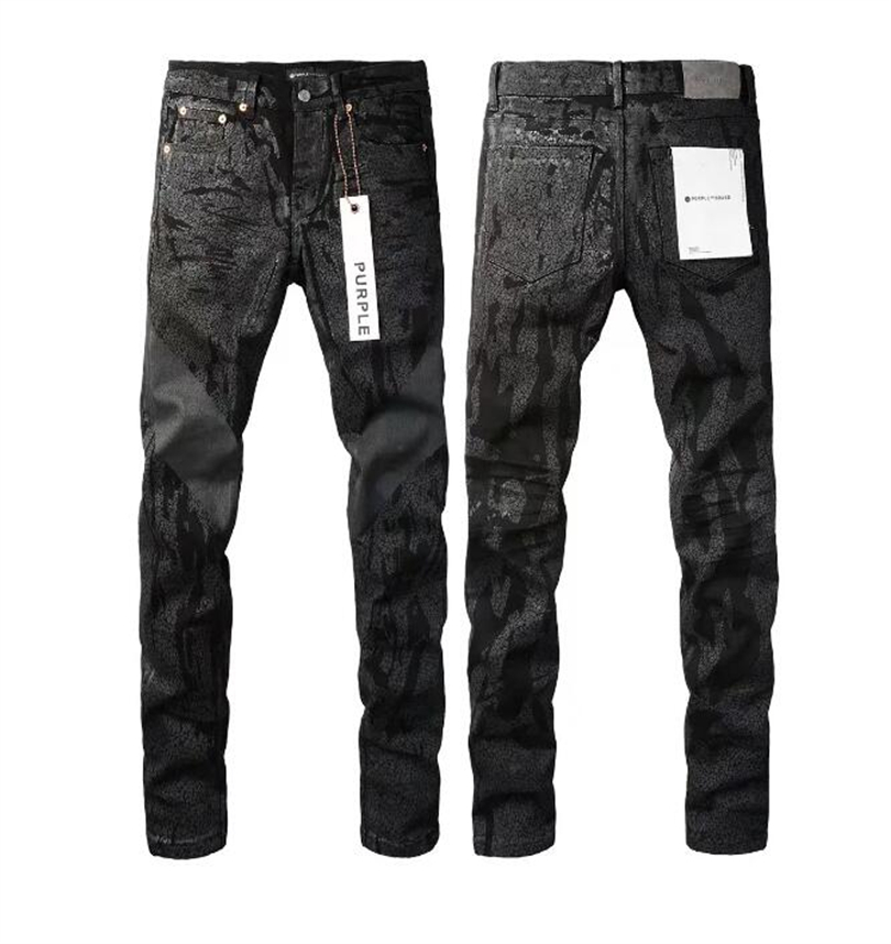 paarse jeans heren designer jeans skinny jeans heren potloodbroek gat katoenen print hiphop zwarte jeans denim broek modebroek high-end kwaliteit slanke fit jeans#291