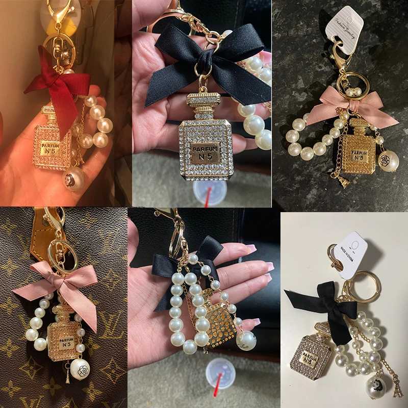 Keychains Lonyards exquise bijoux tour de la chaîne de perle de perle bouteille clés de la chaîne de clé clés de clés du sac à annel