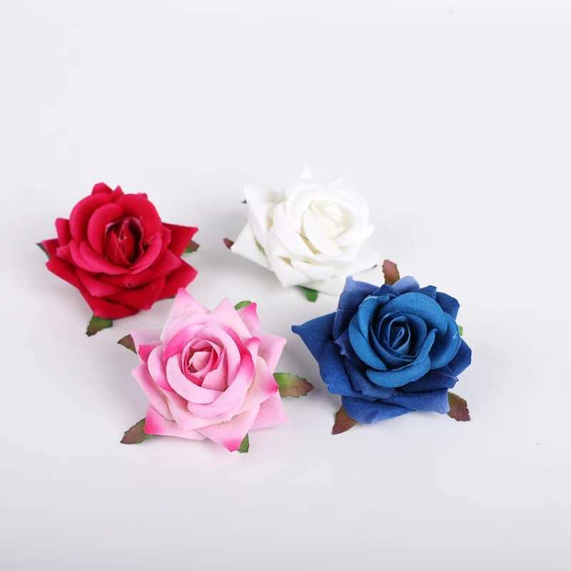 Fleurs décoratives couronnes 5 pièces fausses roses tête fleurs de soie pour le scrapbooking de mariage fleurs décoratives de Noël décorations de maison fleurs artificielles