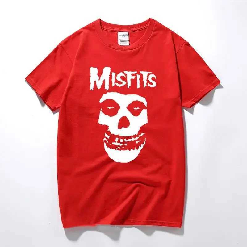 Herren-T-Shirts 2024 Mode Neue Herren Hip-Hop Punk-Schädel Misfits Marke Cotton Kurz-Slve T-Shirt Cooles Design Männlicher Sommer Basic Tops T240506