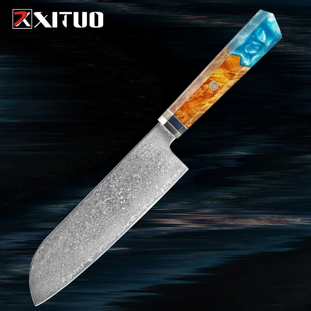 Professionele Santoku -mes Japanse VG 10 Steel Damascus Keuken Santoku Chefs Knife Super Sharp Cleaver Knife -kok Knife