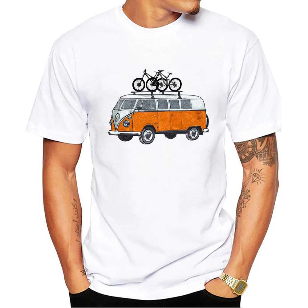 T-shirts masculina Twub Vintage Road Tripping TS Men T-shirts Print Mountain Bike Print Short Slve T-Shirt Bicycle Sport Tops Y240509