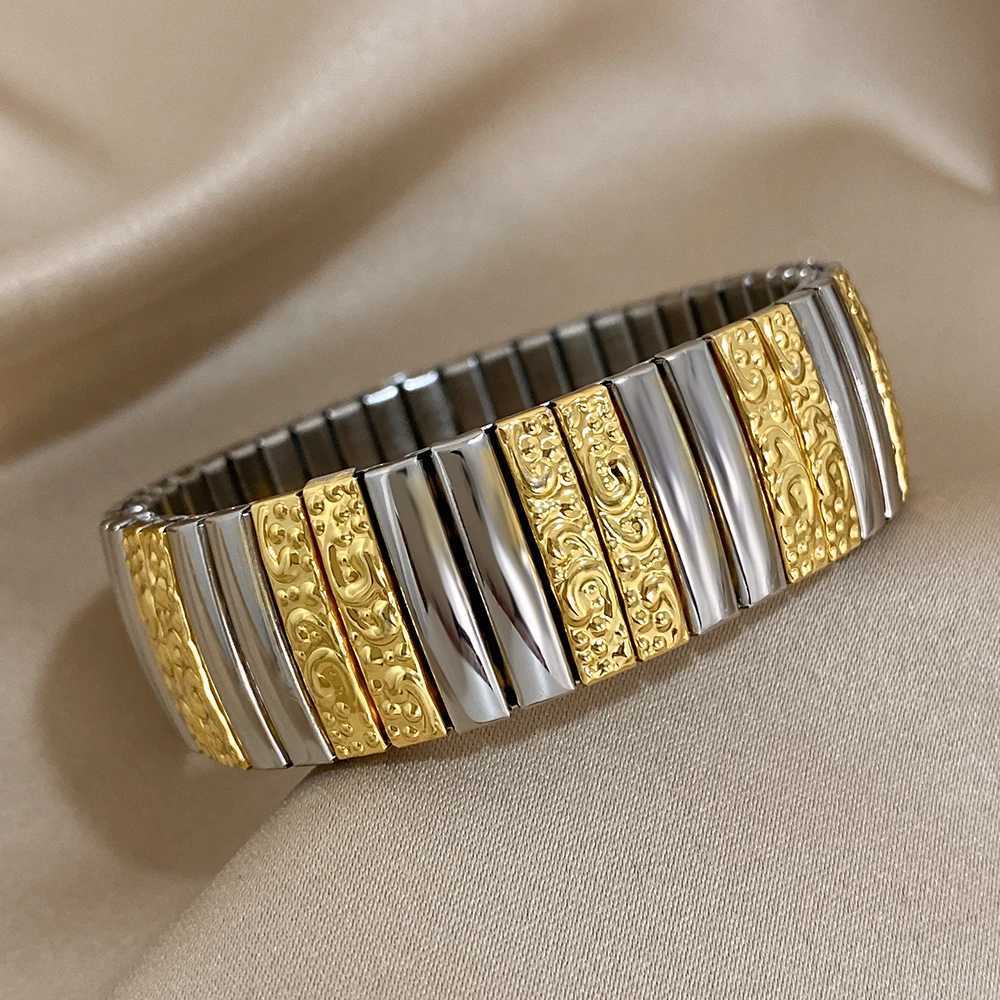 Bracelet élasticité bracelet en acier inoxydable en acier inoxydable Star carré Bracelet pour femmes accessoires de bracelet à manchettes imperméables classiques T240509