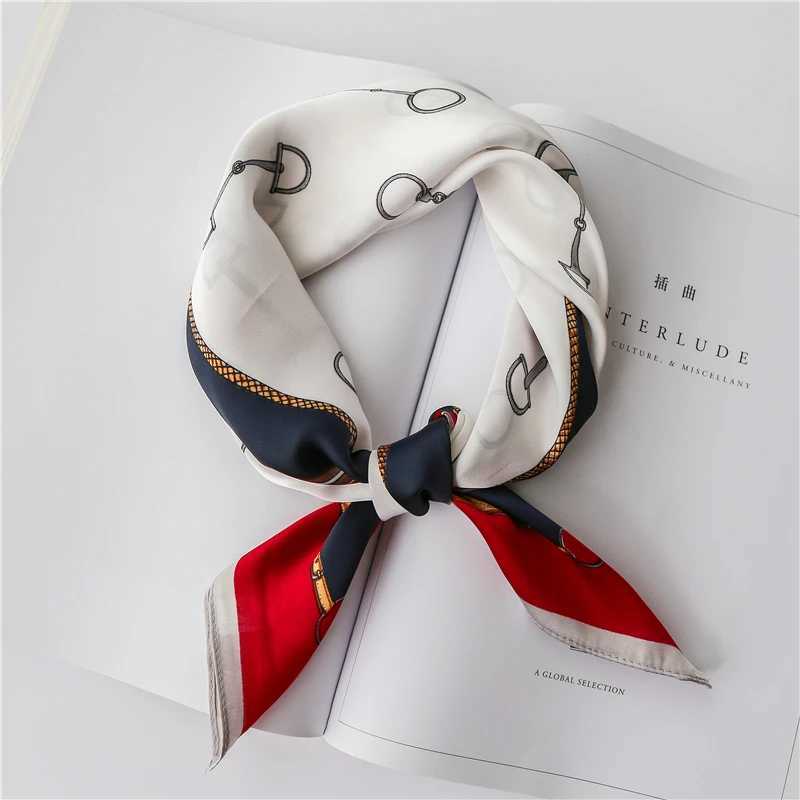 Sjaals Koreaanse klassieke unieke 60 cm kleine vierkante zijden sjaal geschikt voor dames nek hondenketen stippen schone printing kerchief retro Q240508