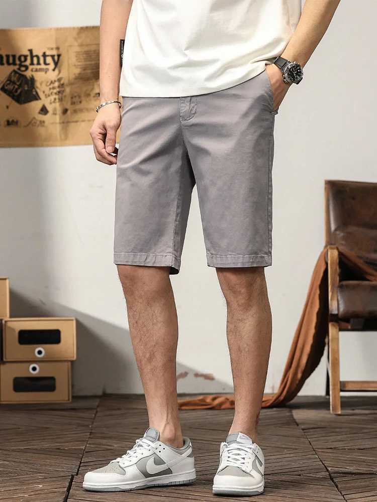 Short masculin short pour hommes d'été souffleuse coton clair clair mince couleur solide slim chino short ma droite bermuda décontracté pantalon cargo h240508