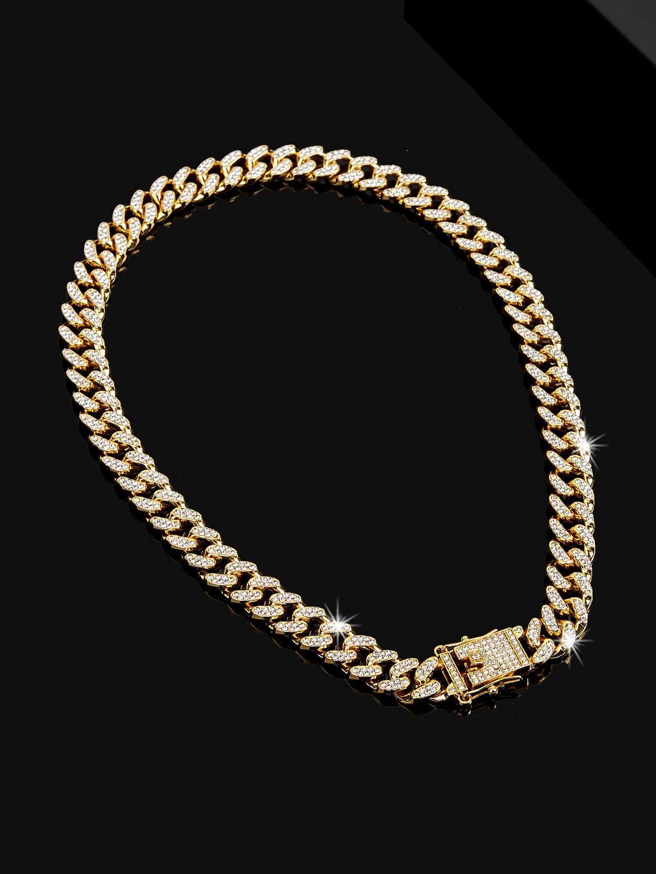 Correntes Hip Hop Miami Colar Chain Chain Rhinestones Iced Rap Shimmering Jewelry Gift for Men D240509