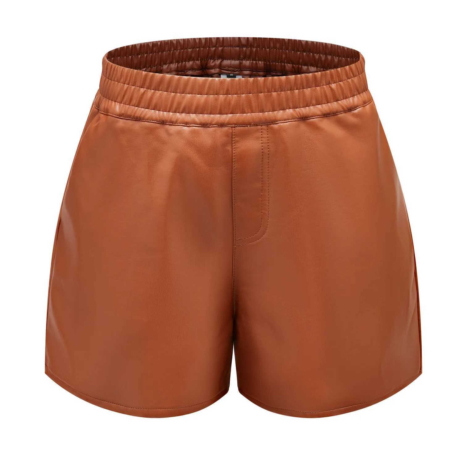 Dames shorts 2022 dames eenvoudige pu lederen shorts casual losse dames shorts bodems y240504