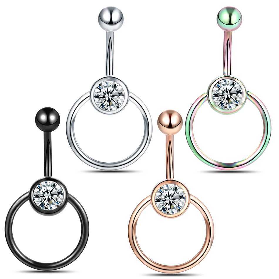 Navelringar 1 st kirurgiskt stål kristall zirkon magknapp ringar cz navel skivstång stud piercings ombligo oreja sexiga kvinnor kroppsmycken 14g d240509