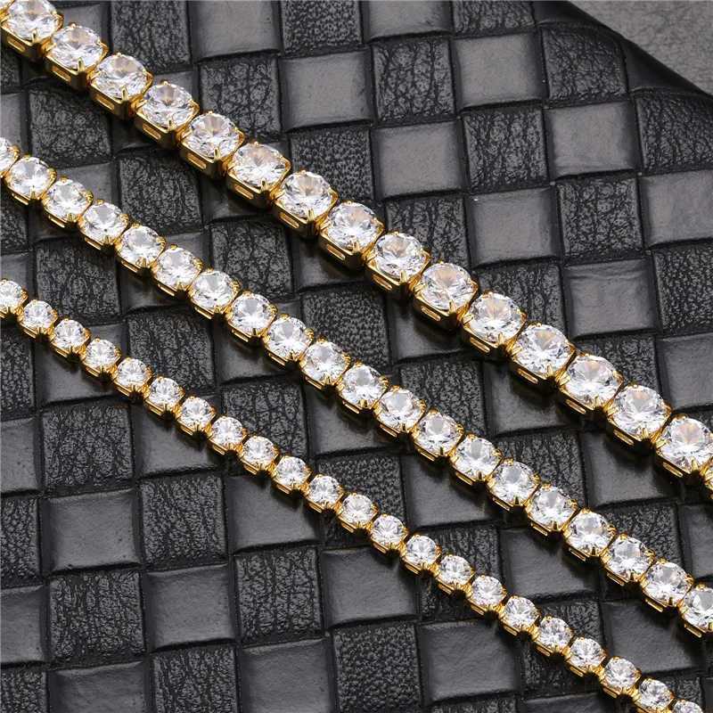 Kedjor Hip Hop Zircon Tennis Chain Necklace Iced Out 3mm 4mm 5mm Womens Halsband 1 Rad Choker Bling Crystal For Men smycken D240509