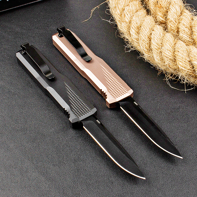 4600 Auto Tactical Knife S30v Black Titanium Coating Drop Point Blade CNC 6061-T6 Handle EDC Pocket Knives with Retail Box