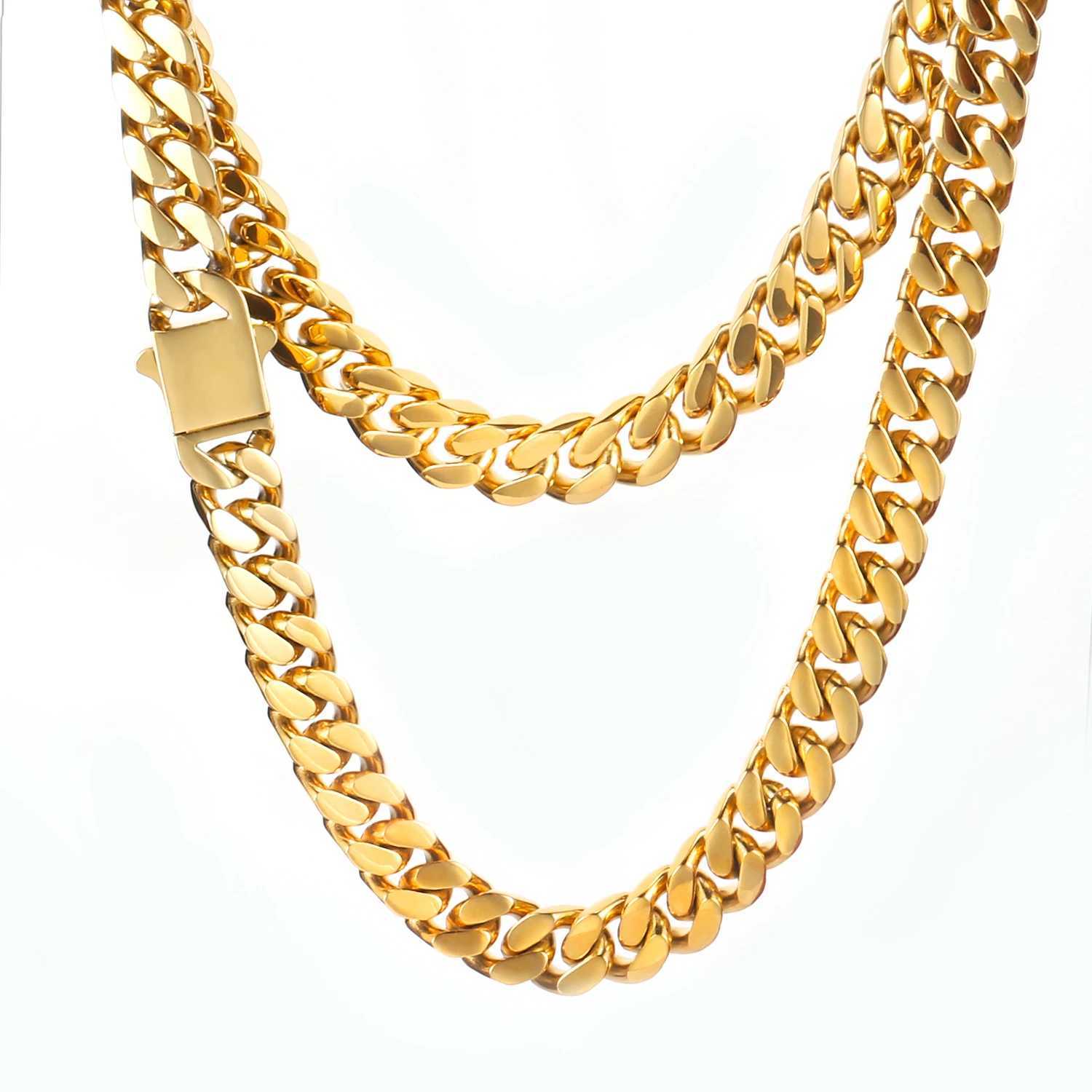 Łańcuchy 2023 Curb Cuban Link Naszyjniki dla mężczyzn Łańcuch Miami Bracelets Gold Choker 316L Stal nierdzewna biżuteria HIP D240509