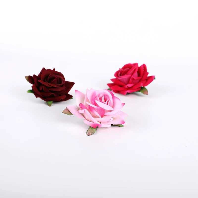 Fleurs décoratives couronnes 5 pièces fausses roses tête fleurs de soie pour le scrapbooking de mariage fleurs décoratives de Noël décorations de maison fleurs artificielles