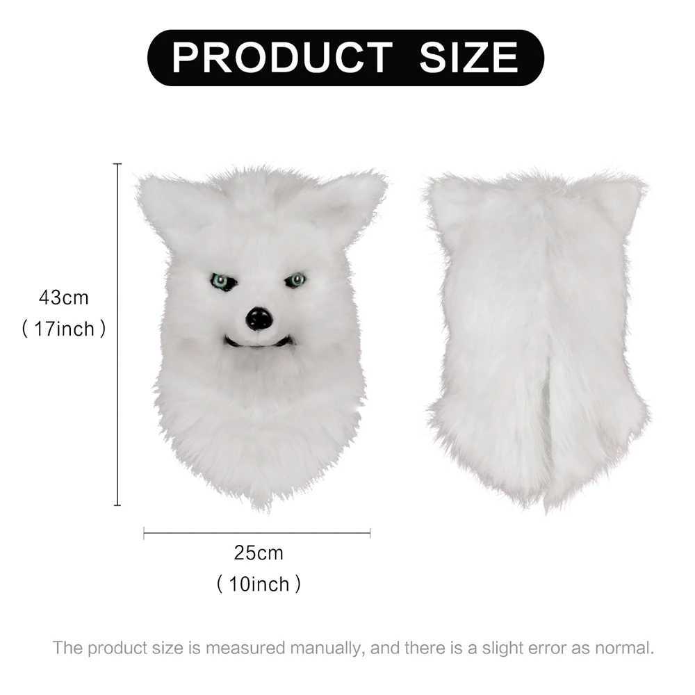 Party Masks Moving Mask White Fox Realistic Clothing Movable Mouth Head Halloween Makeup Q240508