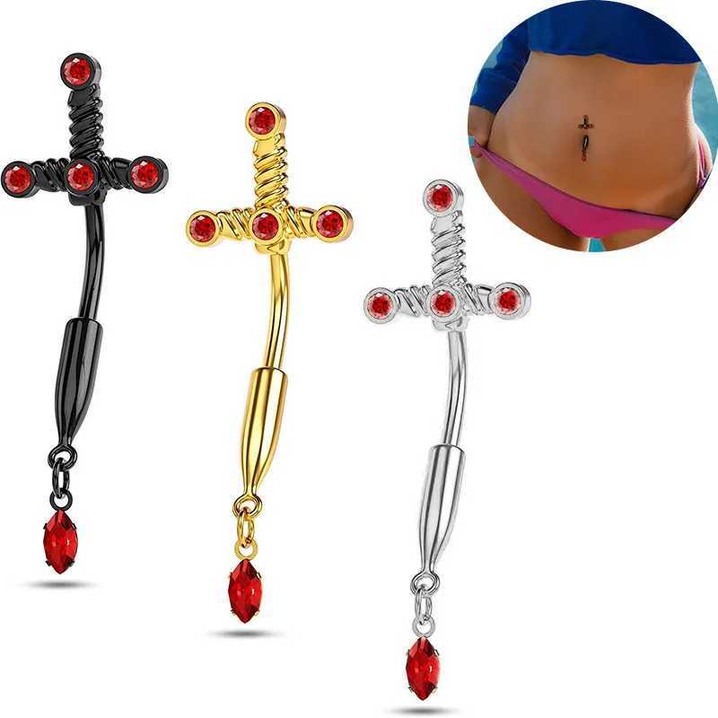 NAVEL -ringen 1 pk rode zwarte vleermuis navel ring chirurgisch staal cross navel piercing bengle sly navel sieraden vrouwen piercing ombligo d240509