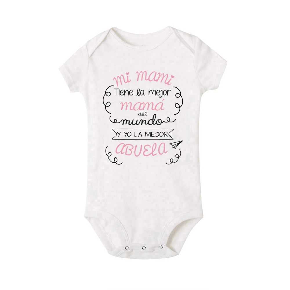 Rompers My Mom Has The Best Mom in The World and I Have The Best Grandmother Baby Bodysuit Infant Short Sleeve Jumpsuit Newborn Romper T240509