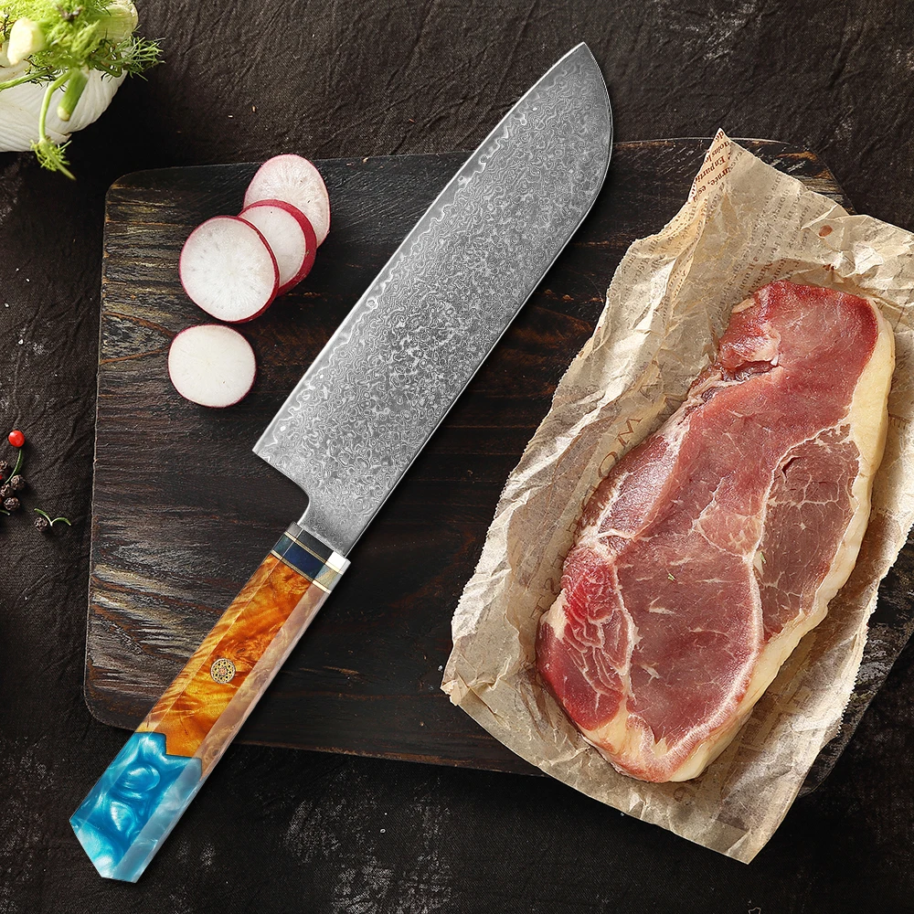 Professionele Santoku -mes Japanse VG 10 Steel Damascus Keuken Santoku Chefs Knife Super Sharp Cleaver Knife -kok Knife