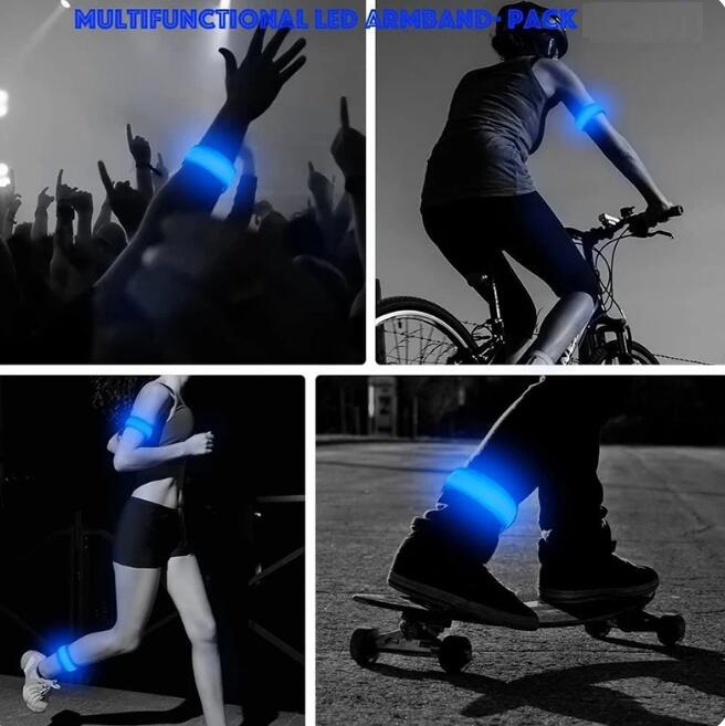 LED ışıklı bilezik mavi ışık spor bileziği açık gece koşu kolu yanıp sönen kol kayışı yansıtıcı emniyet kemeri