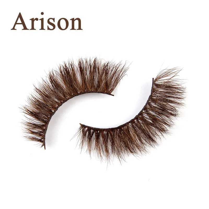 Faux cils e de cils marron 3D Bruns Natural épais cils extensions de cils pour les coiffures de vison fausses cils duvets longs cils D240508