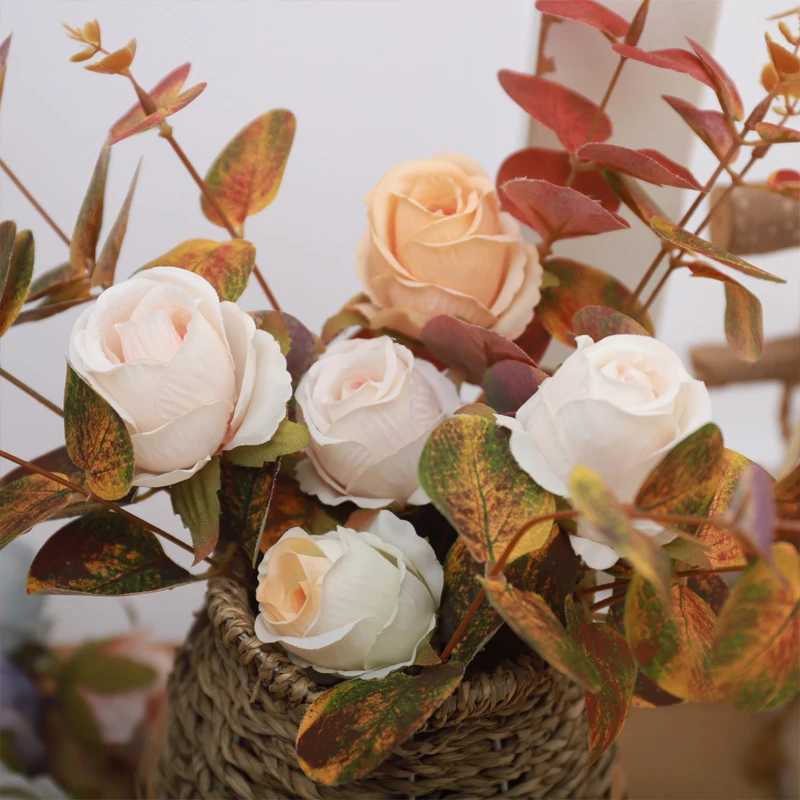 Fleurs décoratives couronnes 10 / fleurs artificielles bricolage bac gâteau à la maison décor de Noël couronne de mariage jardin de fêtard rose arche de soie fausses fleurs
