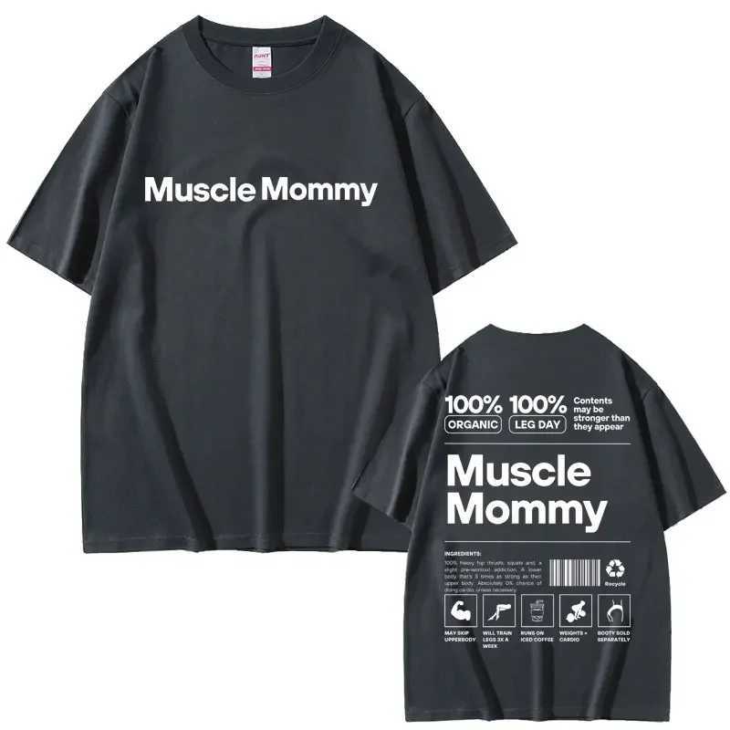 Męskie T-shirty mięśni Mom Gym Graphic T-shirt ciekawe mem fitness Summer Mens Pure Cotton T-Shirt Casual Duże T-shirt krótkie rękawie Męki D240509