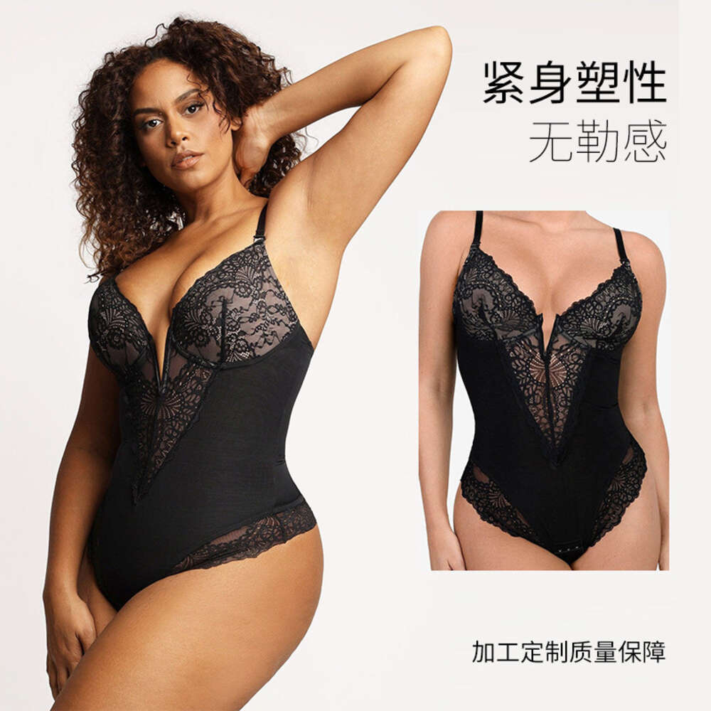 Corset Cross Border European en American Lace uitgehold jumpsuit, sexy bodysuit, dames taille aanscherpende billen tillen, plus size shapi