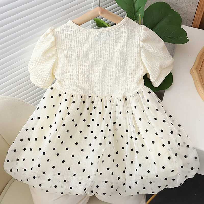 Abiti da ragazza Summer Baby Girl Dress Maniche Sfugo Dress Principessa Abito Dot Bow Fette Wedding Ball Ball Outfit Outfit Toddler Girl Clothing A1077