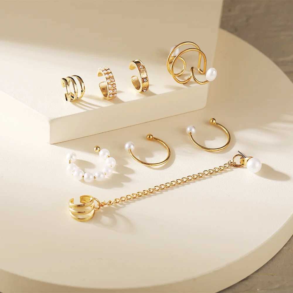 Dingle ljuskronor lats 8 stycken ny pärltasselklippörhängen för kvinnor utan genomborrad öronklipp Pärlörklipp Set 2022 Fashion Jewelry
