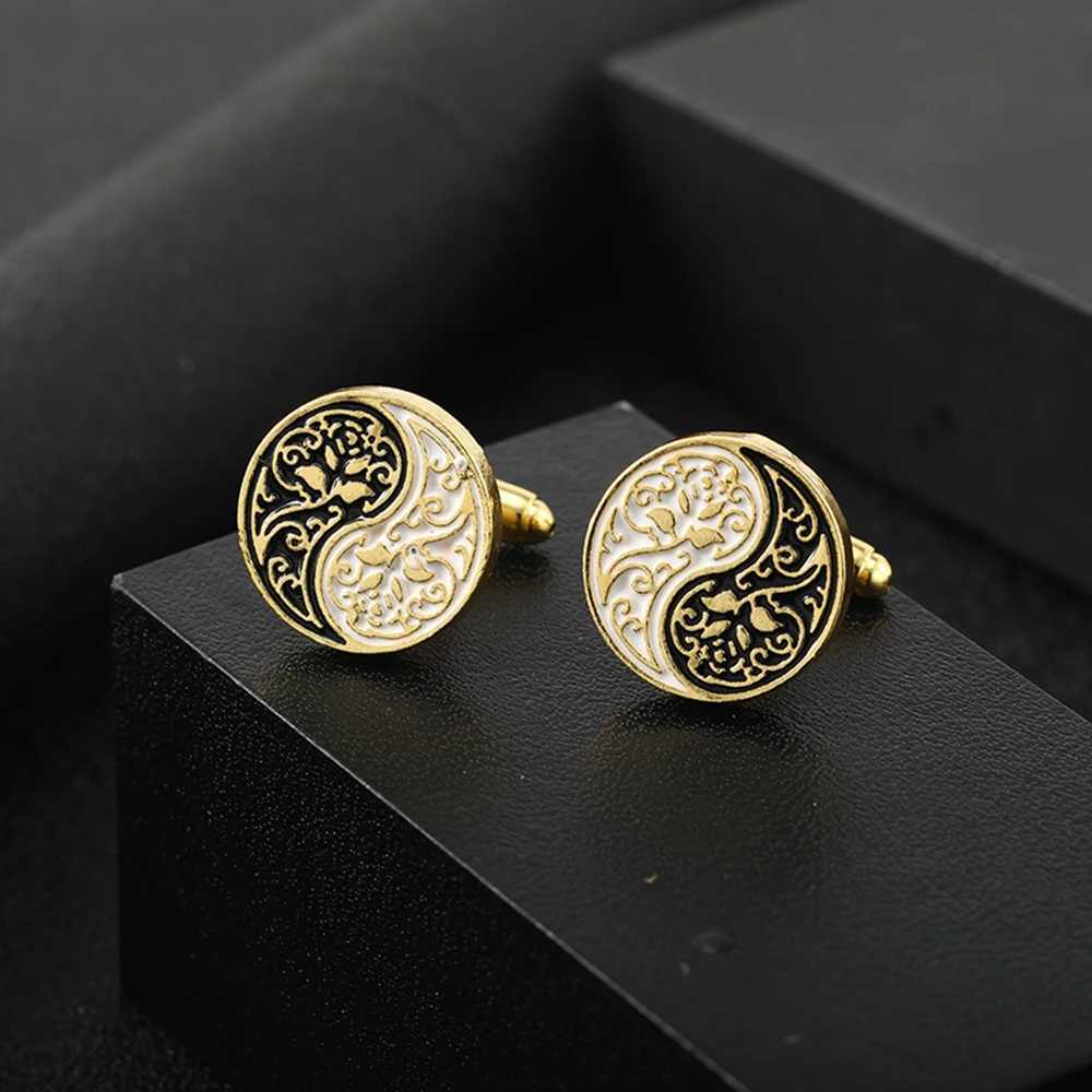 BUFF LINKS GOLDEN TAJ BUFFLINKS RETRO PROTRO BAIL NO NOT YIN YANG CILVIDAS FRANCESSAS DE CUFFLINKS DE CONJUNTO DE CASAMENTO Q240508