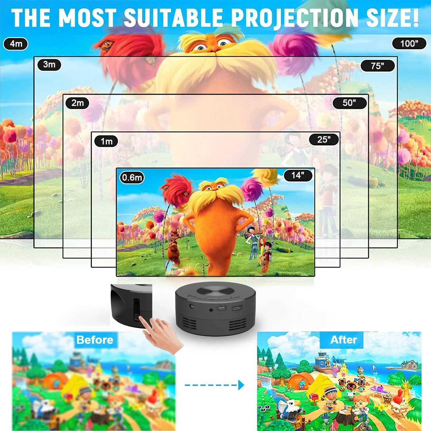 Projecteurs YT200 Portable Mini Projecteur HD Home Theatre LCD Childrens Téléphone Même écran Projecteur sans fil prend en charge iOS Android J240509