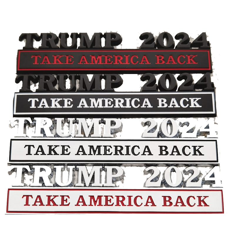 New Trump 2024 Car Metal Sticker Decoration Party Favor US Presidential Election Trump Supporter Body Leaf Board Banner 12.8X3CM