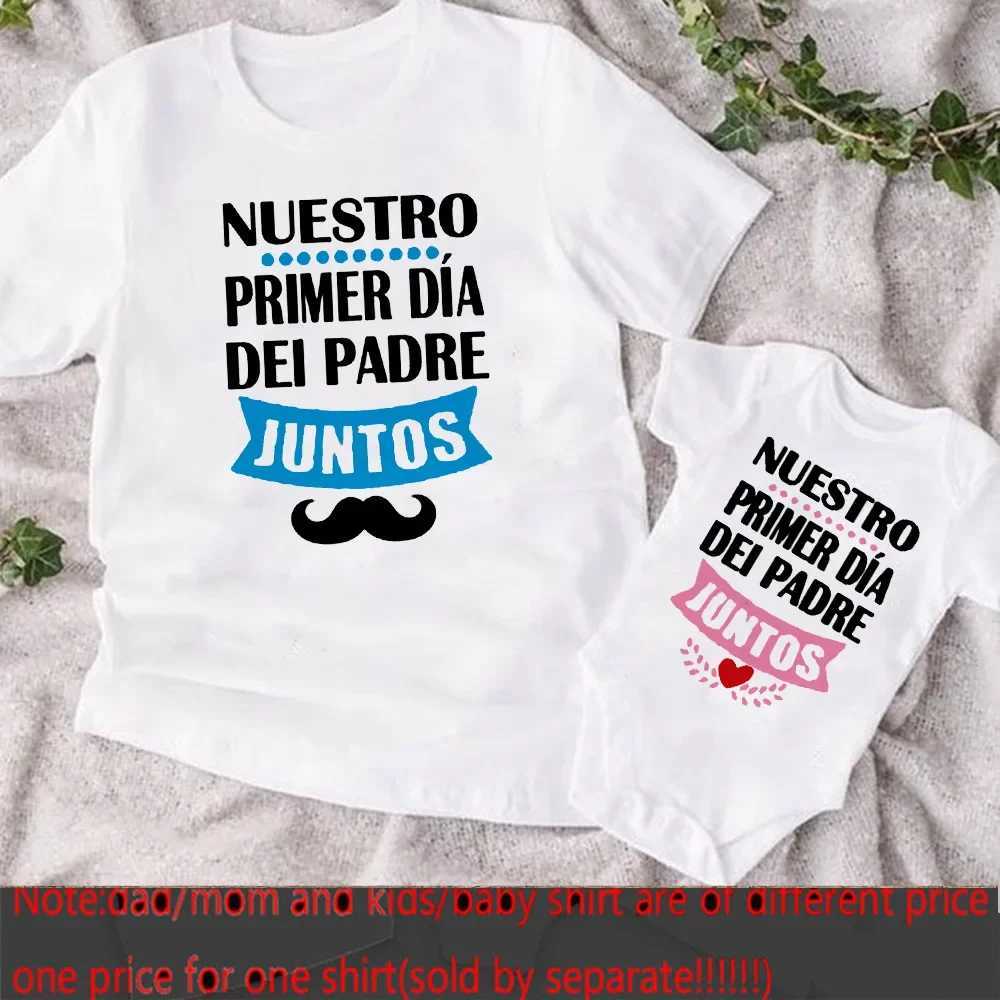 T-shirts Our First Fathers Day Family Matching Clothes Daddy T-shirt Baby Bodysuit Dad Baby Fathers Day Look Outfit Holiday Shirt T240509