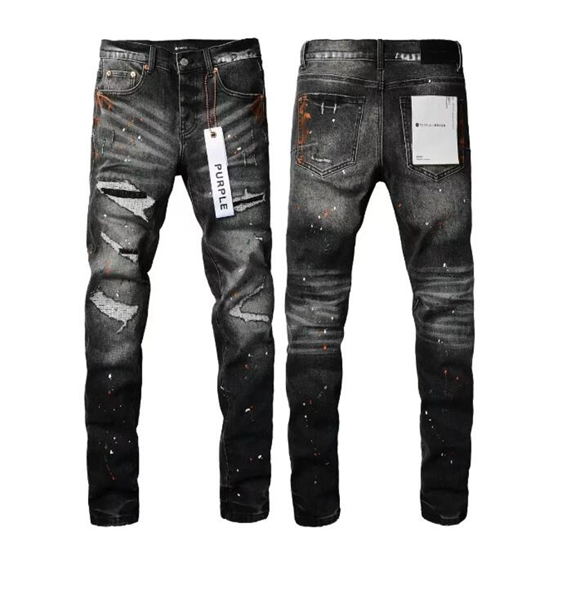 paarse jeans heren designer jeans skinny jeans heren potloodbroek gat katoenen print hiphop zwarte jeans denim broek modebroek high-end kwaliteit slanke fit jeans#291