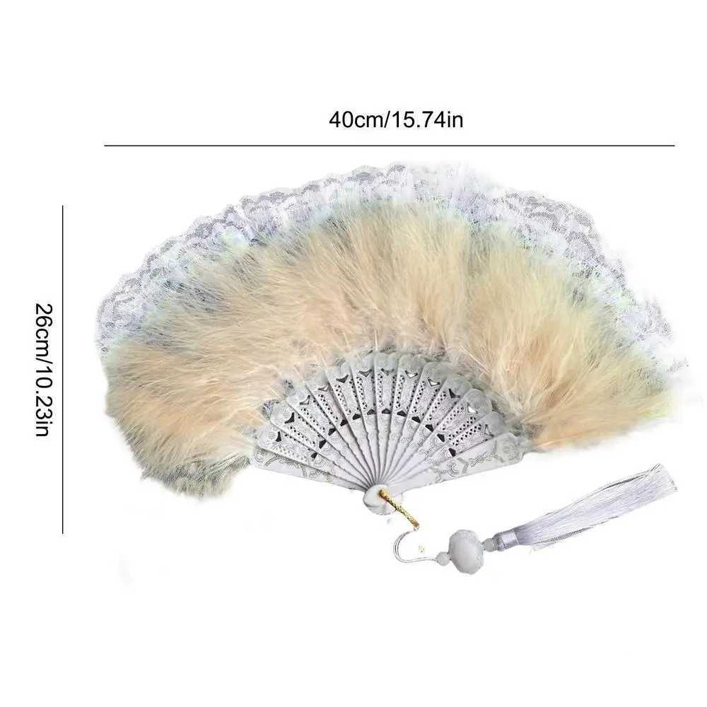 Produkte im chinesischen Stil klassische Nostalgie Spitze Federlüfter falten faltbar weiche flauschige Hand Held Chinese Style Fan Cosplay Requisiten Home Dekoration Neue 