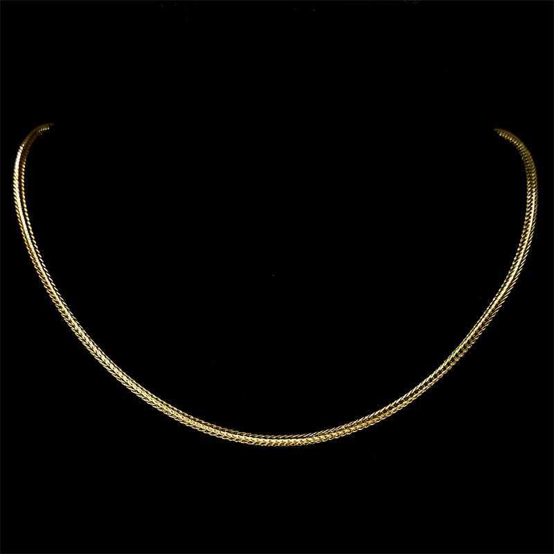 Chains Stainless Steel Hiphop Fox Tail Chopin Chain Necklace for Women Men Gold Color Y2K Twist Foxtail Link Choker Neck Jewelry collar d240509