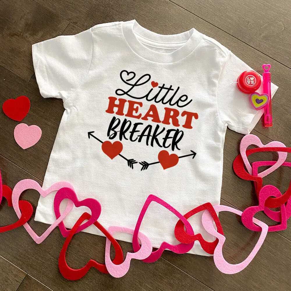 T-Shirts sorry Girls Mommy ist mein Valentinstag-gedrucktes Hemd Valentiner Party Kinder T-Shirt Tops Kinder Kurzarm Kleidung Jungen Mädchen Outfit T240509