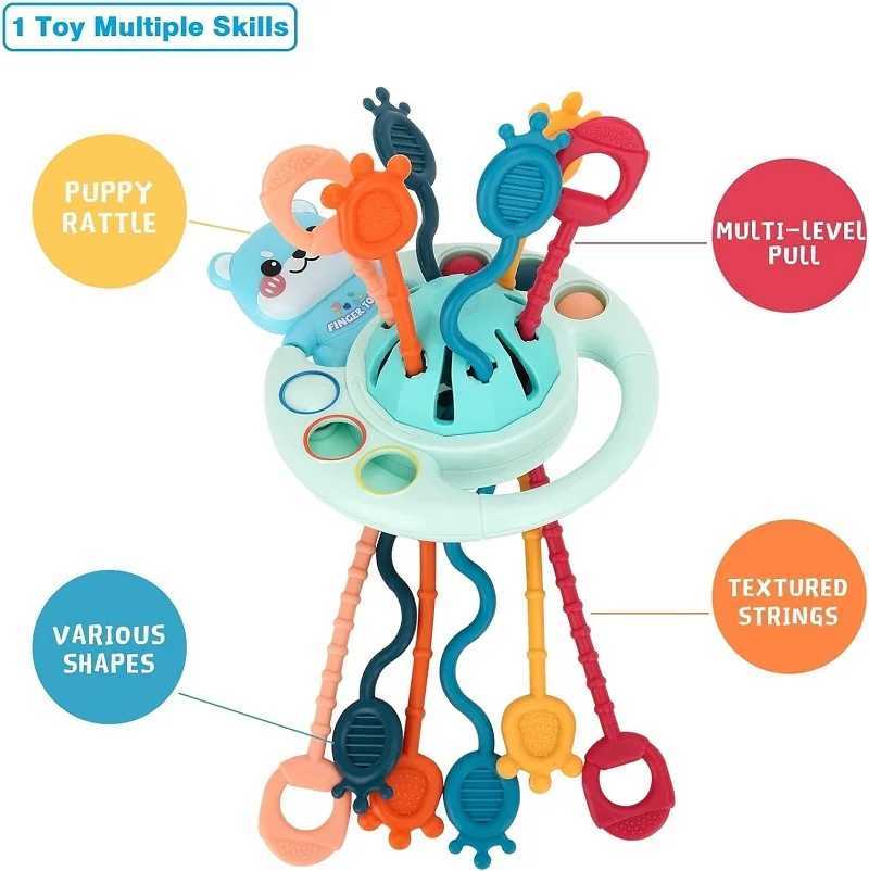 Zähler Spielzeug Montessori Entwicklung Baby Rassel Teether Toys Silicon Stringspiel Baby Spielzeug 1 Jahr Zähne Spielzeug 6 12 Monate D240509