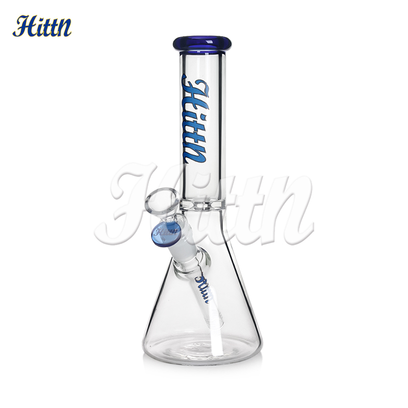 Becher Bong Kopfige Glaswasserpfeife Hittn beliebt 10 Zoll Glasrauchrohr mit 14mm Joint Blaublau Pink Grün 420 Heißer Verkauf