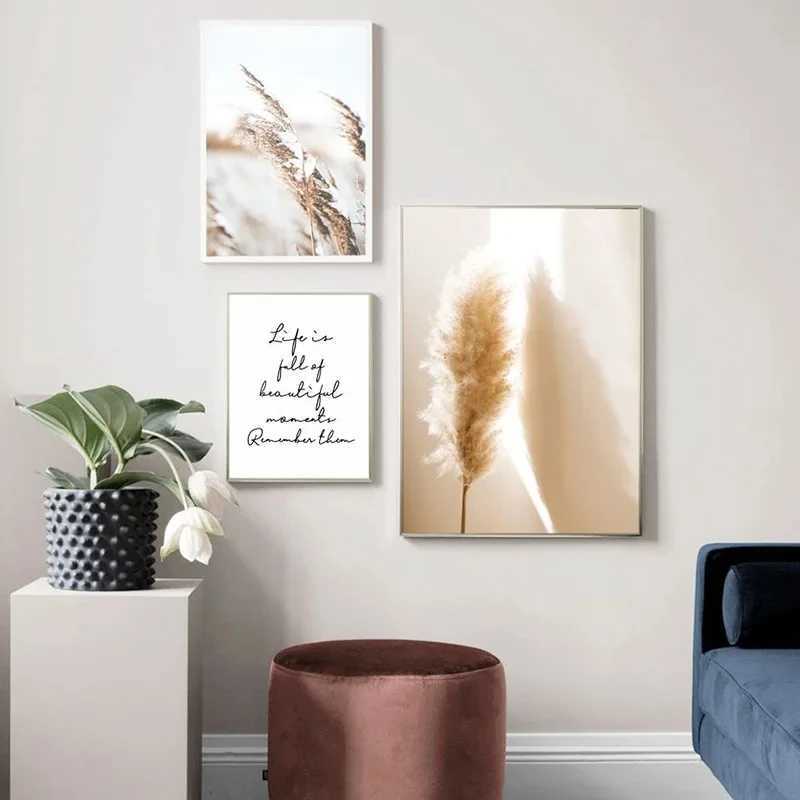 Pers Reed Erba Flower Plant Botanical Nordic Poster e stampe arte murale tela dipinto immagini murali soggiorno decorazioni la casa j240505