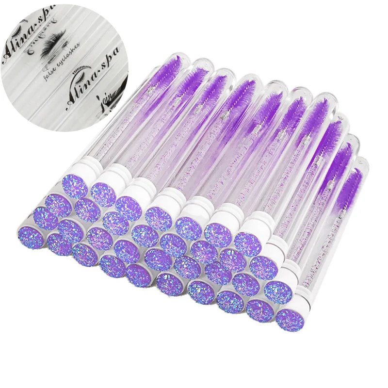 50 / tubes de brosse de cils personnalisés Custom Logo Rose Force Tête de drive réutilisable pour tube de brosse à caches Applicateur