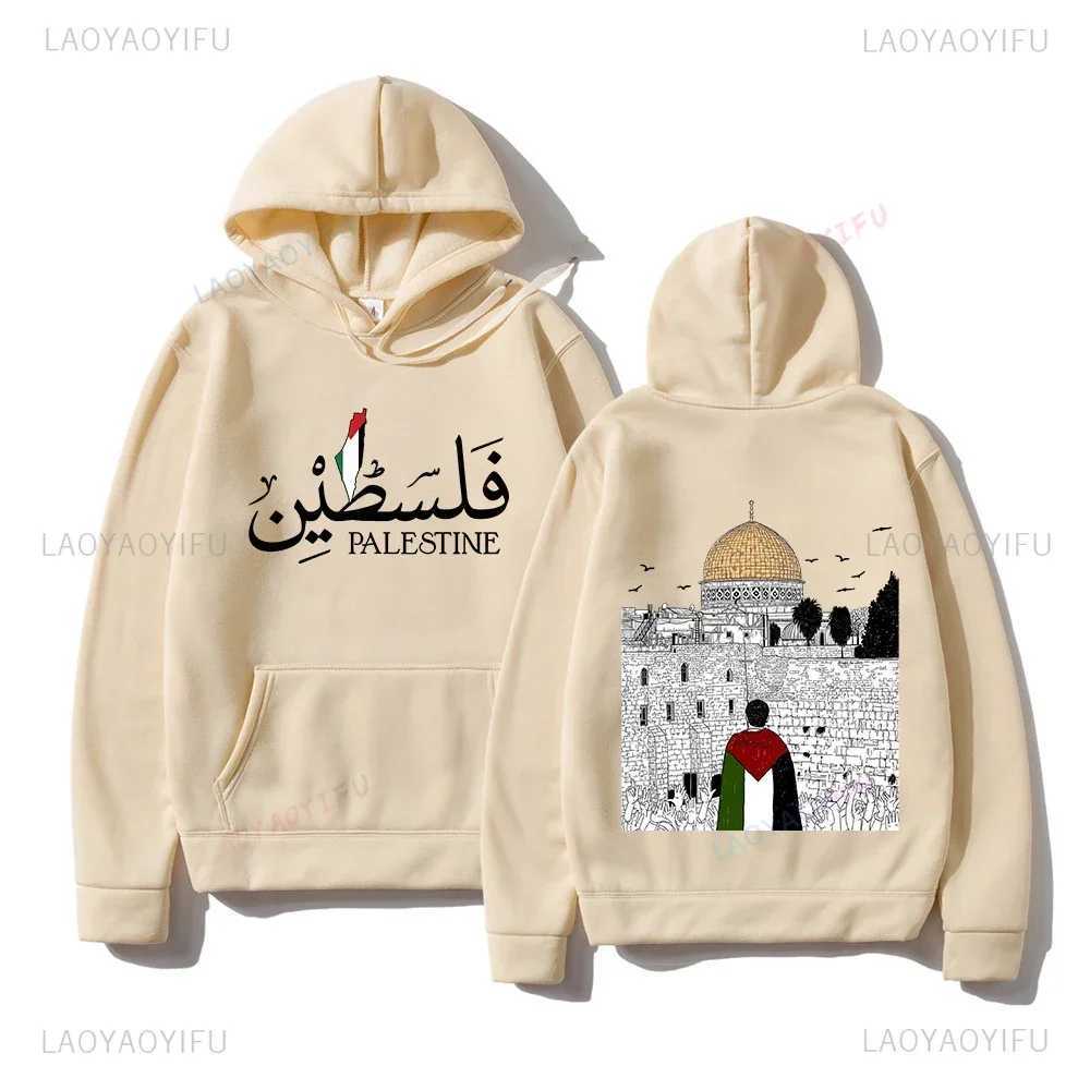 Kvinnor Hoodies Sweatshirts Palestinian Hoodie Harajuku Womens Eesthetic Graphic Palestina Hoodie Unisex Street Clothing Retro Casual Hoodie Pullover Swea