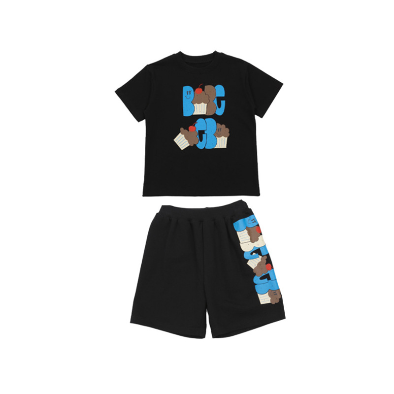 Set di vestiti stampati da cartone animato ragazzi maglietta a manica corta con gonna in tulle in pizzo a quadri bambini estivi outfit casual z8043