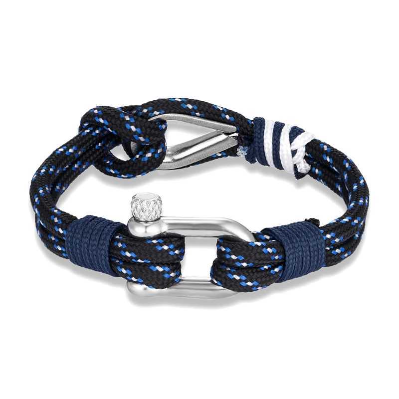 Charmearmbänder Mkendn Surfer Männer Nautische Armband einstellbares Seilarmband mit Edelstahl Carabiner für Frauen im Freien im Freien Schmuck Y240510