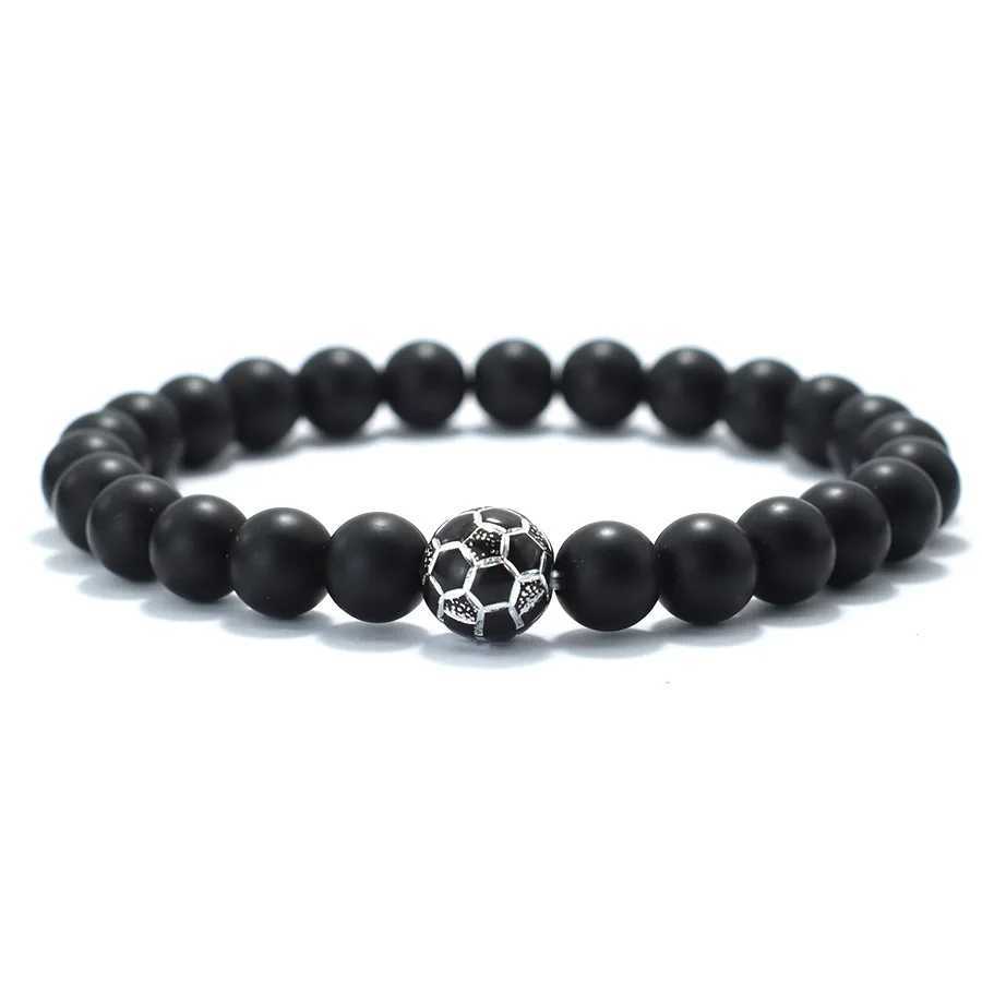 Bracelets de charme Bracelet de football de mode pour hommes huit couleurs onyx pierre de pierre braslet sportives accessoires de plage bijoux de surf de plage y240510