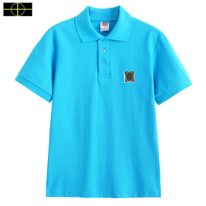 大規模な衣類石の新しい半袖ポロシャツ、ユニセックスアイランドピュアコットンソリッドカラーカジュアルサイズメンズ半袖Tシャツトップ3XL-5-10