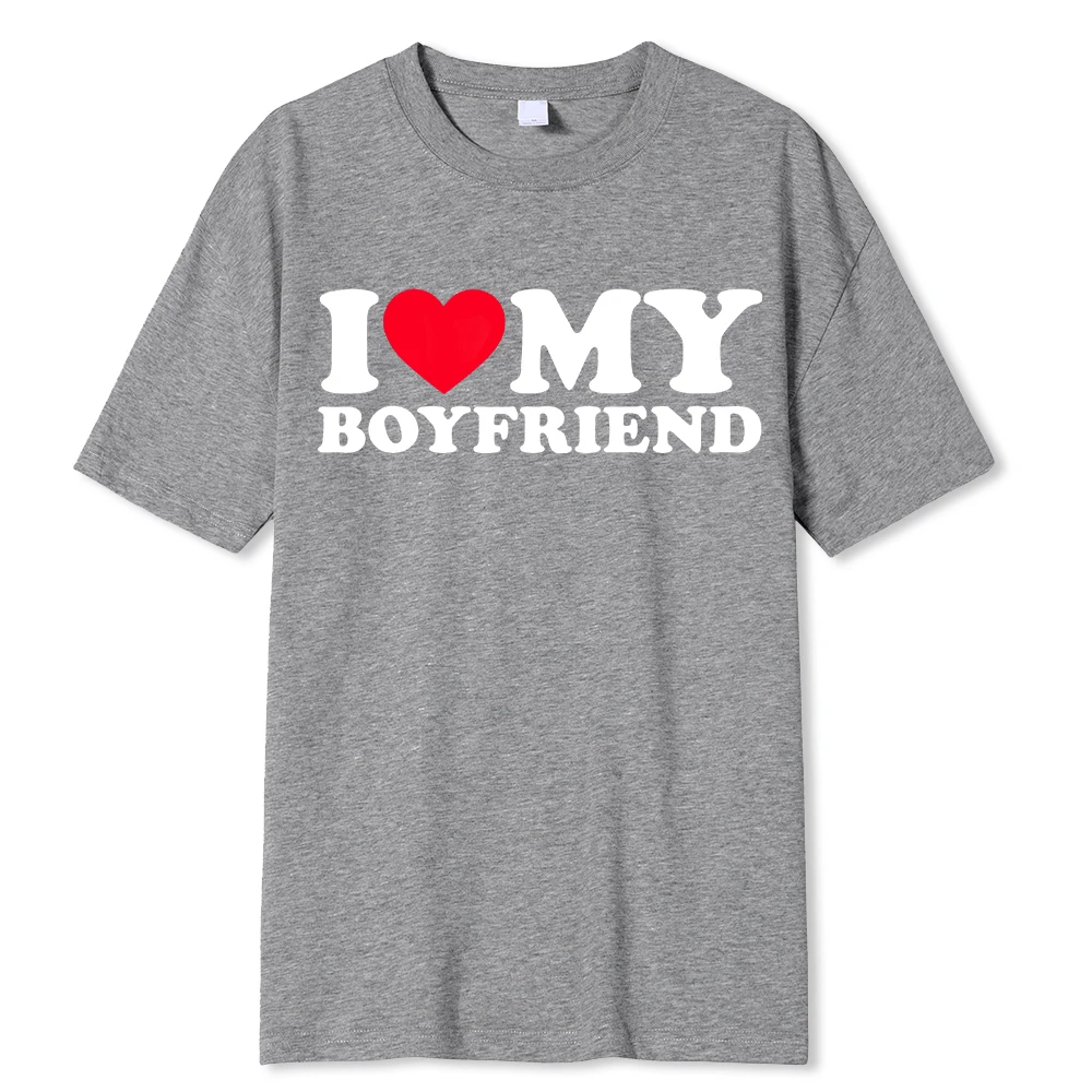 100% Cotton I Love My Boyfriend Clothes T-Shirt for Men Funny BF/GF Saying Tees - Protect Your Relationship