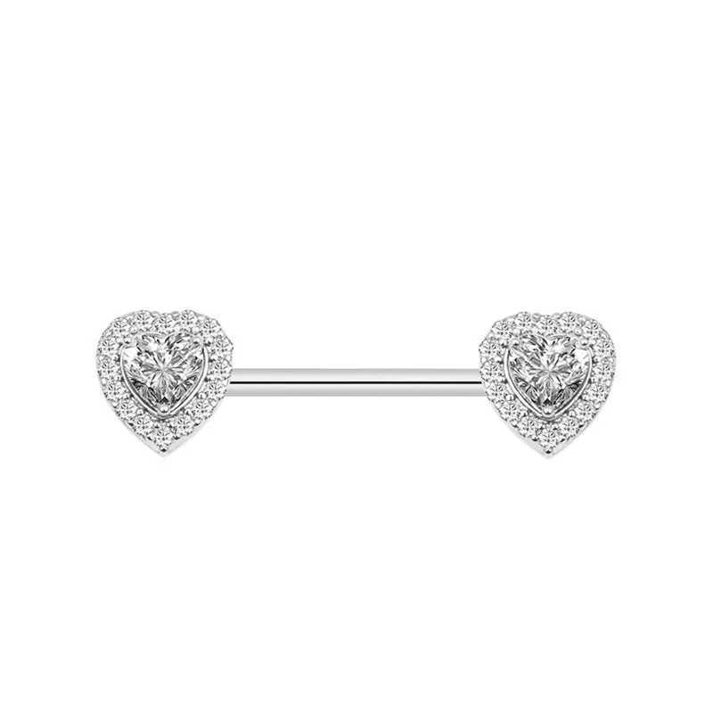 Anillos de pezón 1 pieza de titanio niple perforada barra en forma de corazón 14g ópalo escudo niple flor encantador anillo niple y240510
